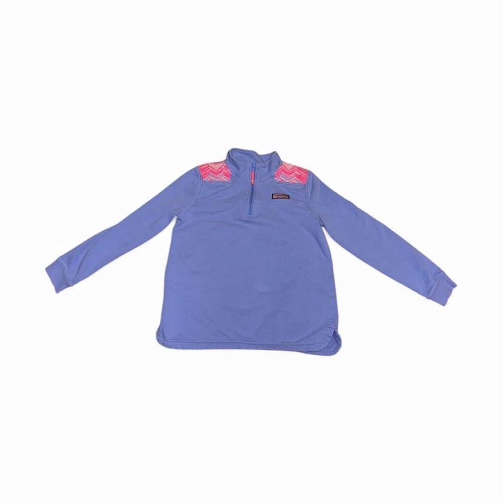 Vineyard Vines Purple Quarter-Zip Pullover with Pink Shoulder Panels